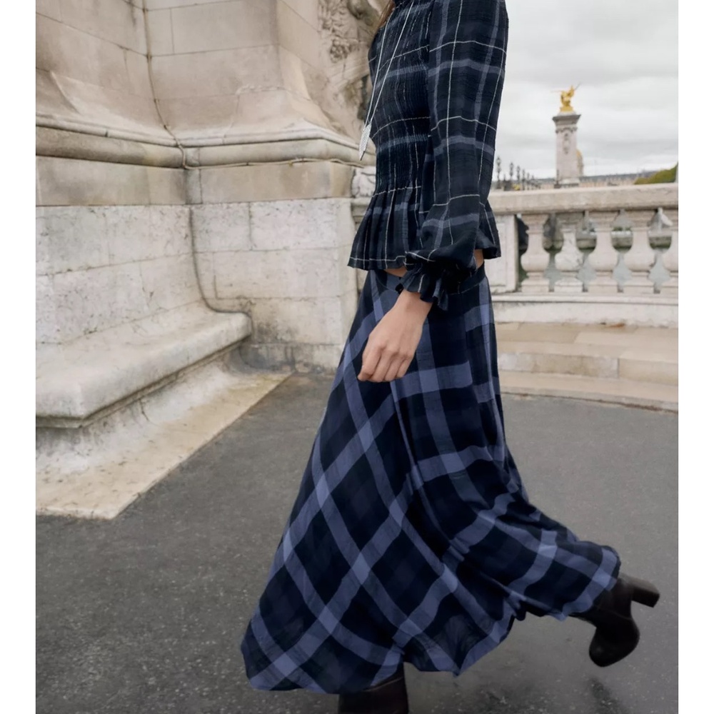 NWT Zara plaid smocked top and skirt set XS - Picture 6 of 10